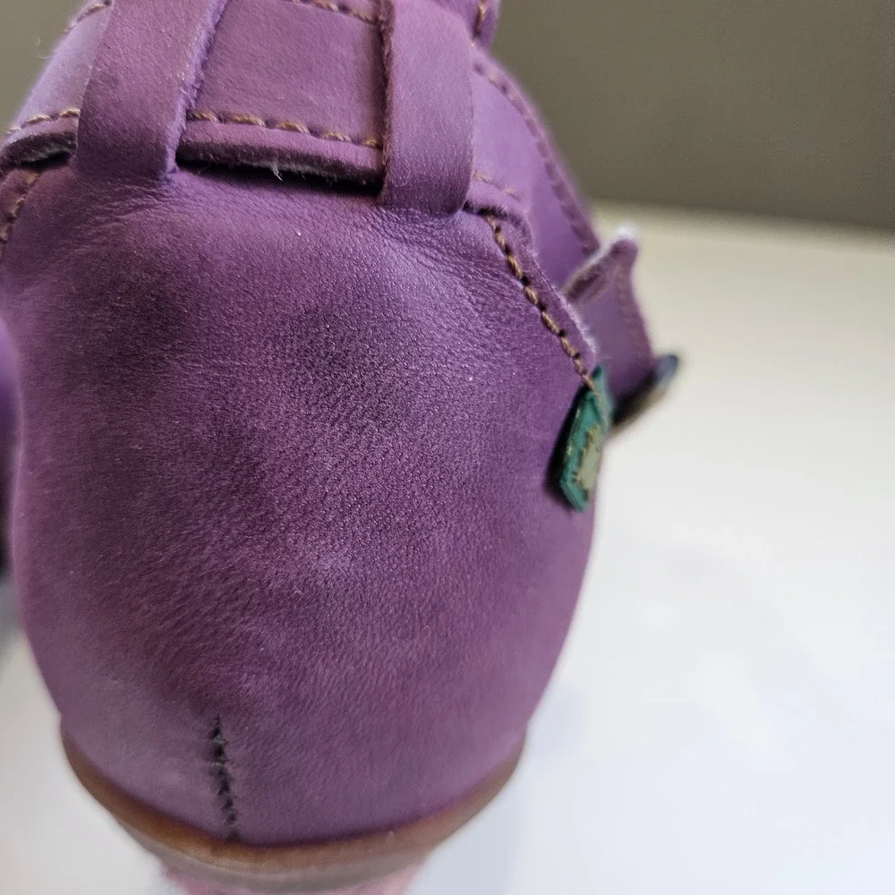 El Naturalista Sandals Heel Purple Leather Mary Jane Peep Toe 37 Wedding Guest